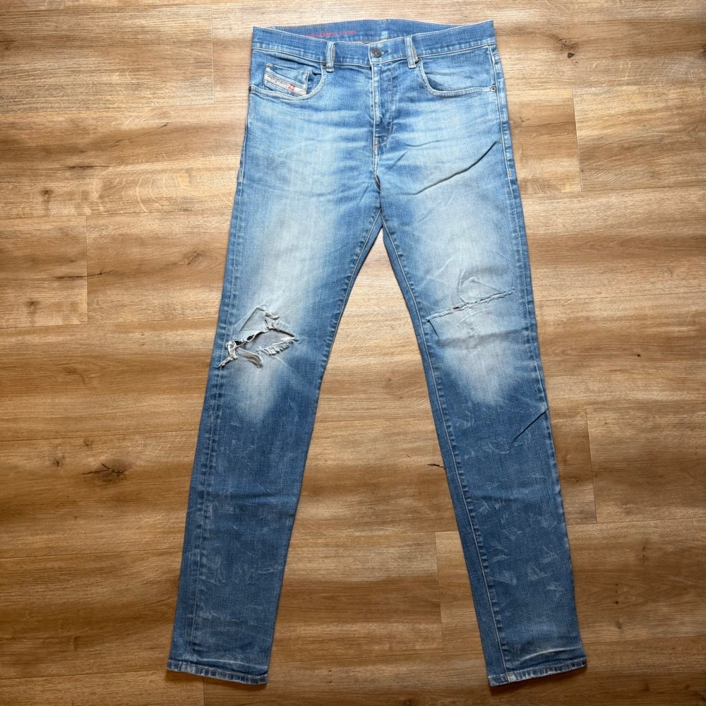 Diesel 2019 D-Strukt Jeans Mens 32x32 Blue Slim‎ Fit Stretch Distressed 09C73